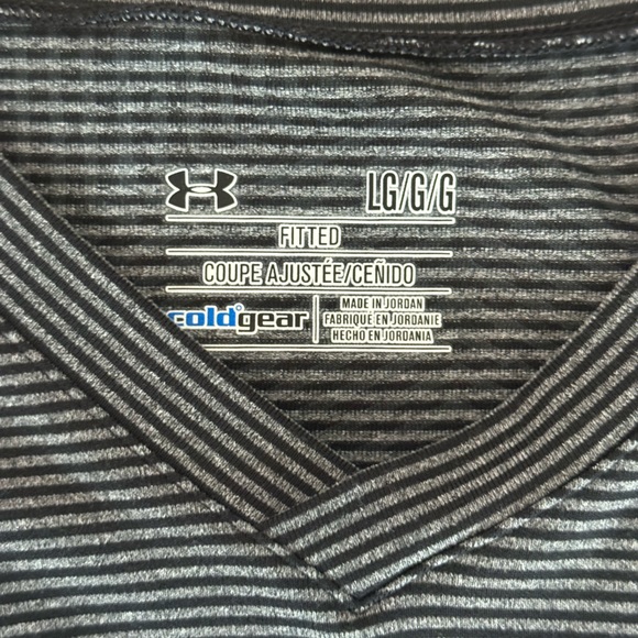 Mens Under Armour Coldgear Fitted Pullover V Neck Shirt Size L Large Long Sleeve - Picture 2 of 2